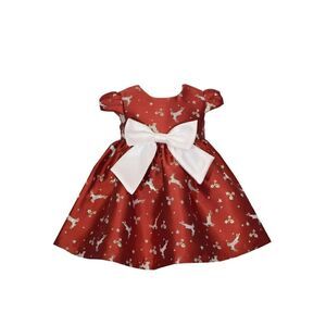 Short Sleeve ReindeerJacquard Party Dress